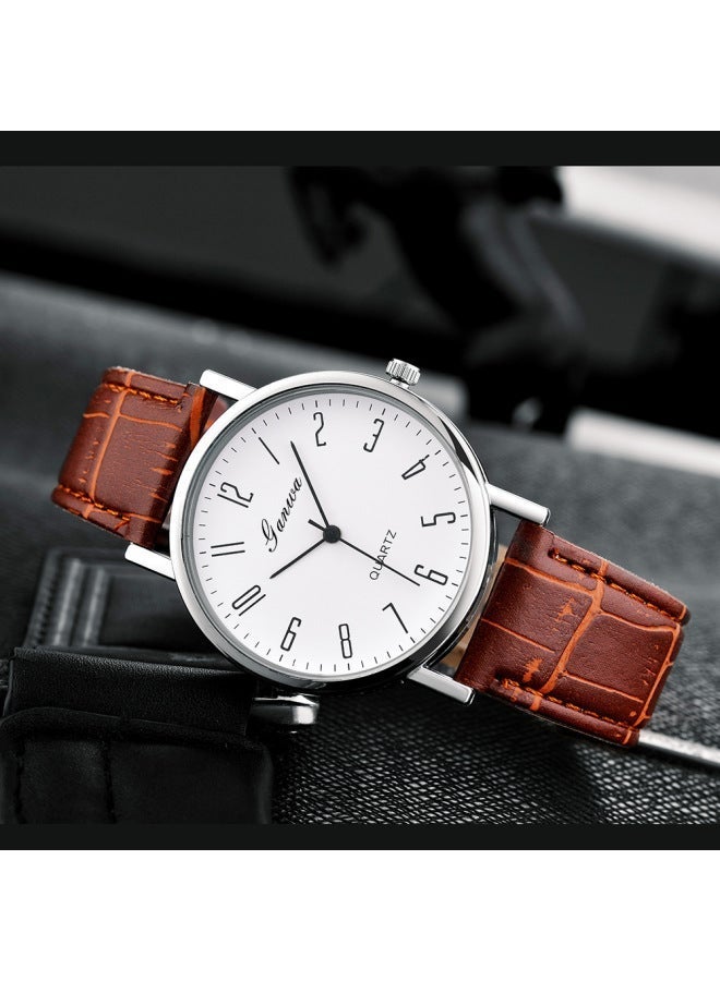 ساعات رجالية ، ساعة امتحان ، ساعة كوارتز ، حزام جلد ساعة رجالية - Image 2