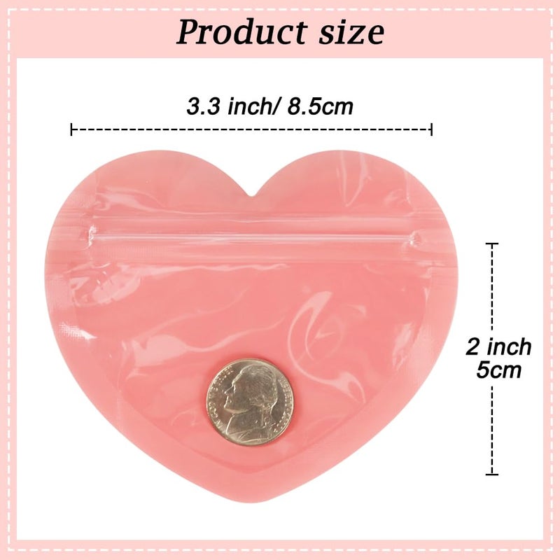 HRX Package 100pcs Mini Bags for Small Business, 2x3 inch Heart-Shaped Jewelry Bags Clear Mylar Zip Baggies Cute Packaging Supplies for Earring Sample - Image 2