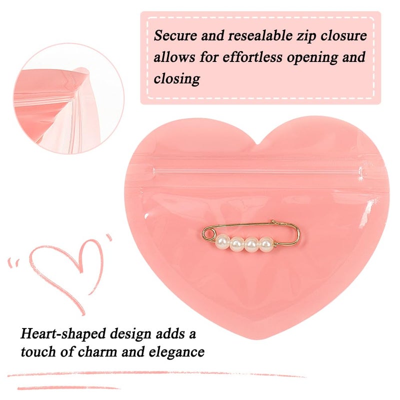 HRX Package 100pcs Mini Bags for Small Business, 2x3 inch Heart-Shaped Jewelry Bags Clear Mylar Zip Baggies Cute Packaging Supplies for Earring Sample - Image 4
