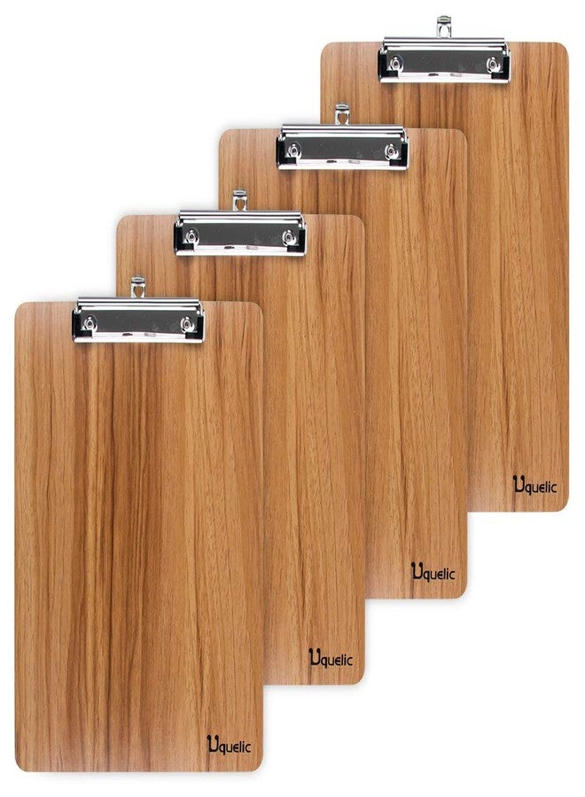 Uquelic 4pcs A4 Durable Wooden Clipboards with Hanging Hole, Designed for Office Work Classroom Business Restaurant (Brown) - Image 1