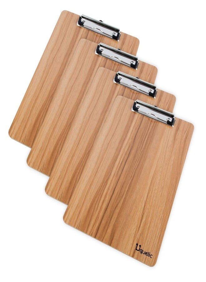 Uquelic 4pcs A4 Durable Wooden Clipboards with Hanging Hole, Designed for Office Work Classroom Business Restaurant (Brown) - Image 2