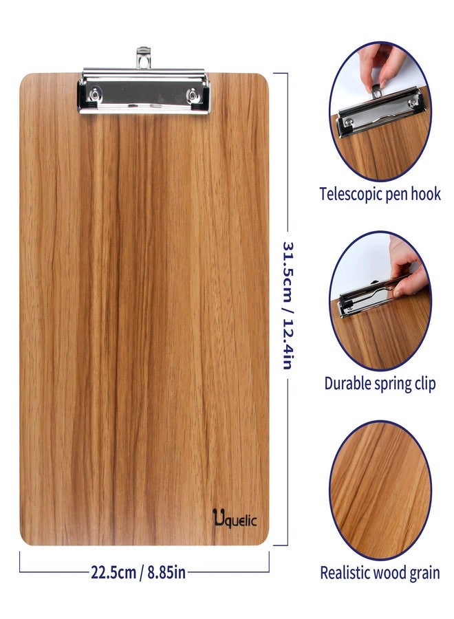 Uquelic 4pcs A4 Durable Wooden Clipboards with Hanging Hole, Designed for Office Work Classroom Business Restaurant (Brown) - Image 4