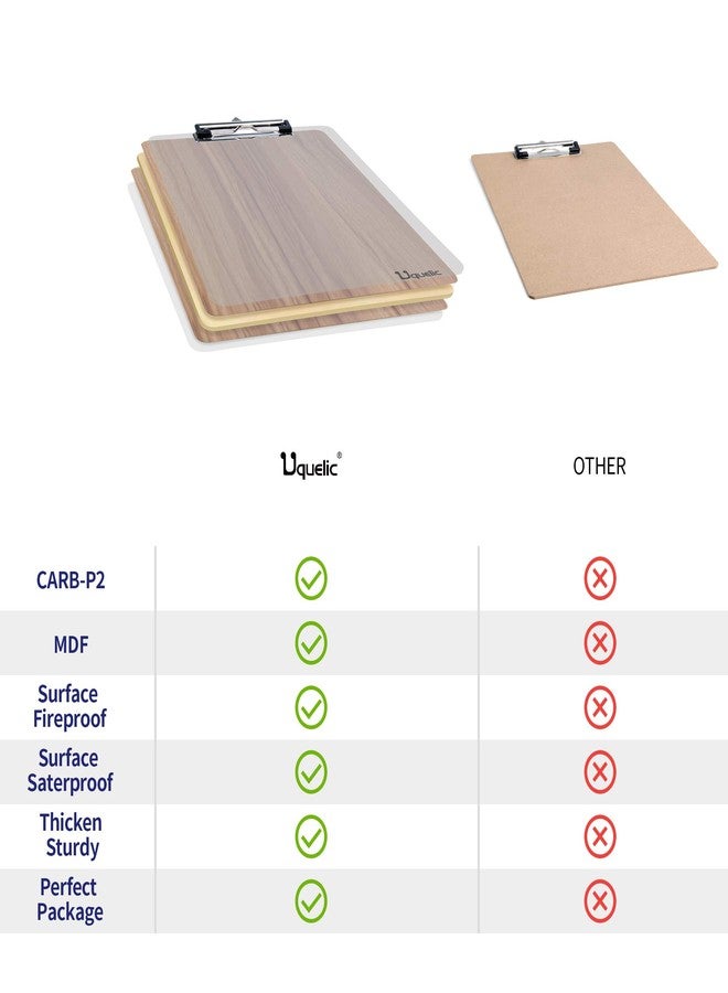 Uquelic 4pcs A4 Durable Wooden Clipboards with Hanging Hole, Designed for Office Work Classroom Business Restaurant (Brown) - Image 5