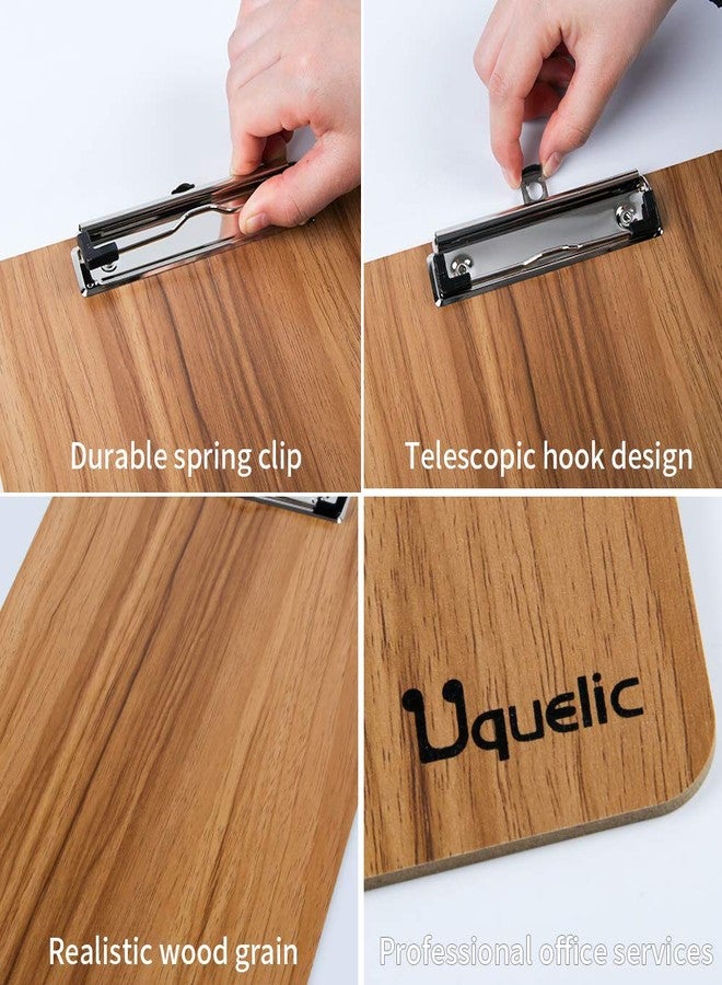 Uquelic 4pcs A4 Durable Wooden Clipboards with Hanging Hole, Designed for Office Work Classroom Business Restaurant (Brown) - Image 3