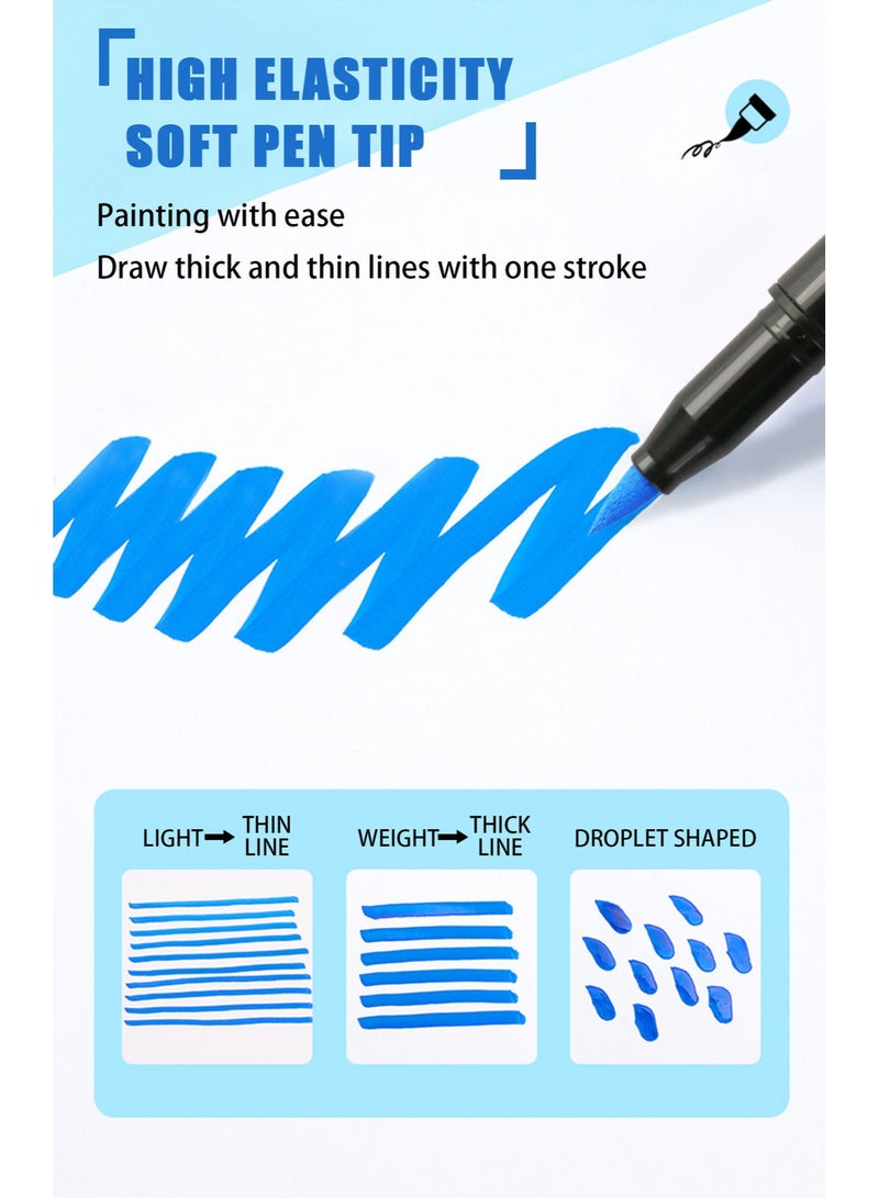 مجموعة أقلام تلوين مكونة من 24 قطعة - أقلام تلوين فنية للأقمشة والصخور واللوحات الفنية والمدرسة والأعمال اليدوية - أقلام تلوين مائية نابضة بالحياة للفنانين والأطفال - Image 2