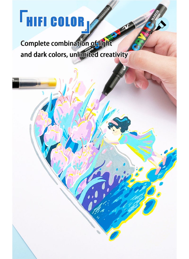 مجموعة أقلام تلوين مكونة من 24 قطعة - أقلام تلوين فنية للأقمشة والصخور واللوحات الفنية والمدرسة والأعمال اليدوية - أقلام تلوين مائية نابضة بالحياة للفنانين والأطفال - Image 3