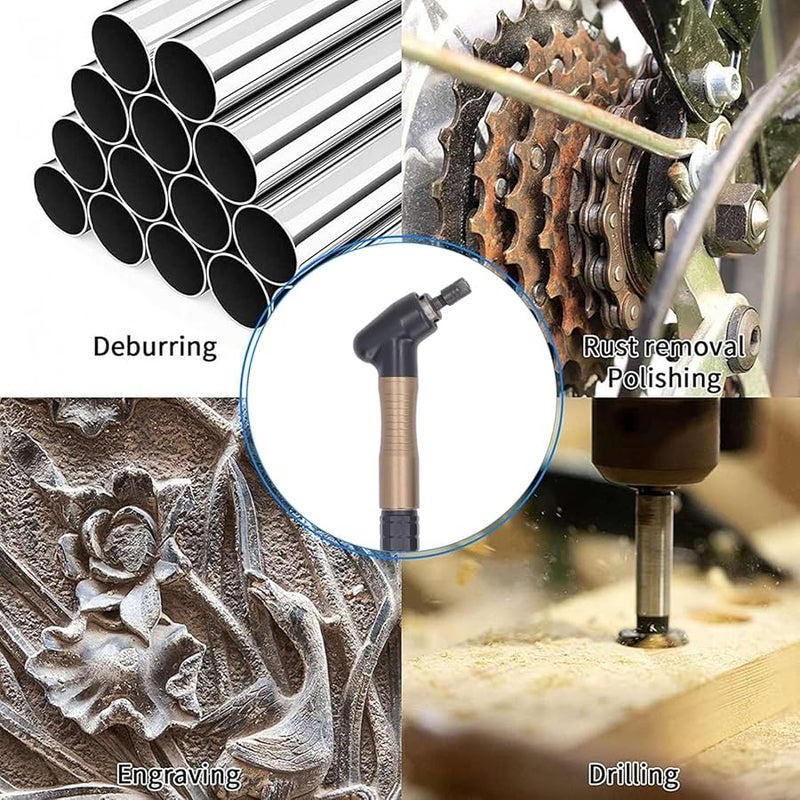 طقم مطحنة الهواء الموتى الهوائية 23500 دورة في الدقيقة مع كوع للتلميع وإزالة الحواف والشطب، يشمل مفتاحًا ودبوسًا. - Image 5
