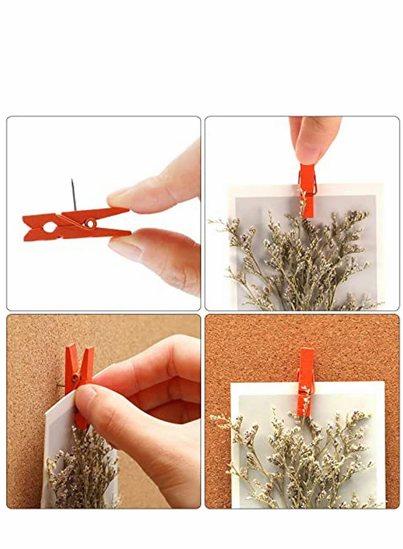 Excefore 50Pieces Multicolored Wooden Clips Push Pins Clips Pushpin Tacks Wooden Crafts Pins for Cork Boards Crafts Arts Projects Photo Supplies - Image 4