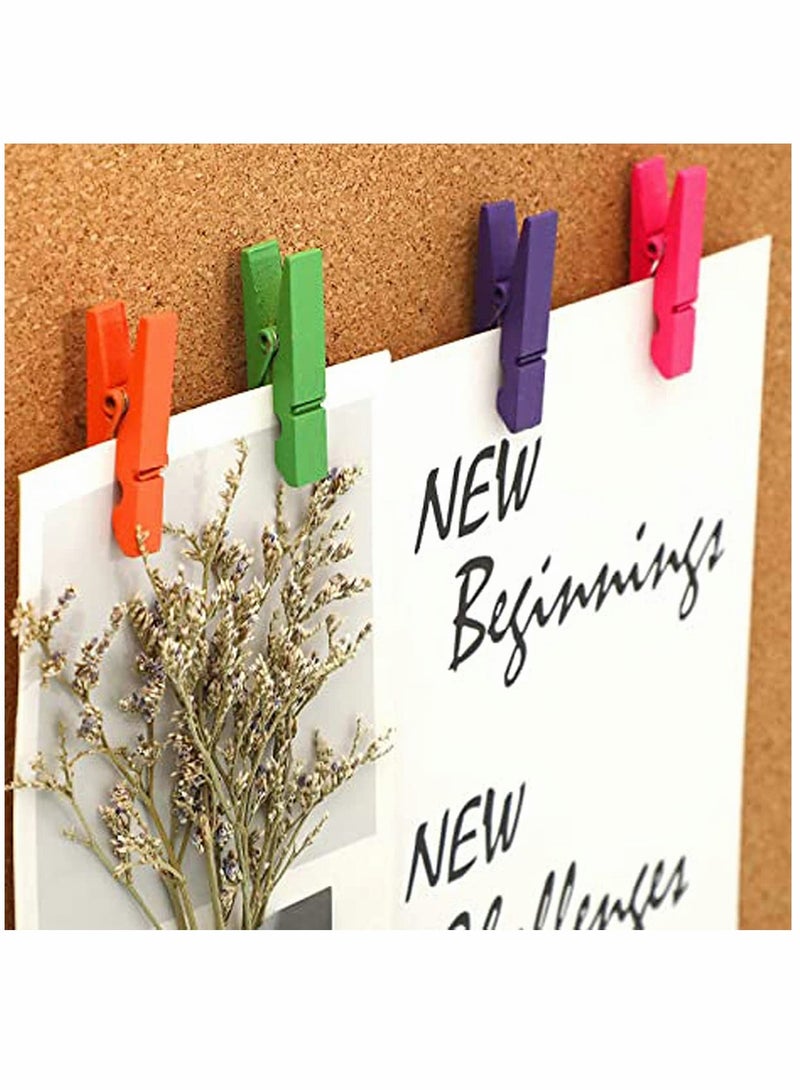 Excefore 50Pieces Multicolored Wooden Clips Push Pins Clips Pushpin Tacks Wooden Crafts Pins for Cork Boards Crafts Arts Projects Photo Supplies - Image 5