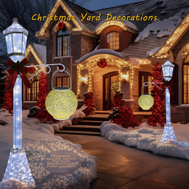 HOMEIMPRO Outdoor Solar Big Lantern Waterproof Garden Decor Gifts for Mom ,Solar Garden Lights for Backyard Table Walkway Christmas Gifts for Grandma Wife (White,1Pack) - Image 2