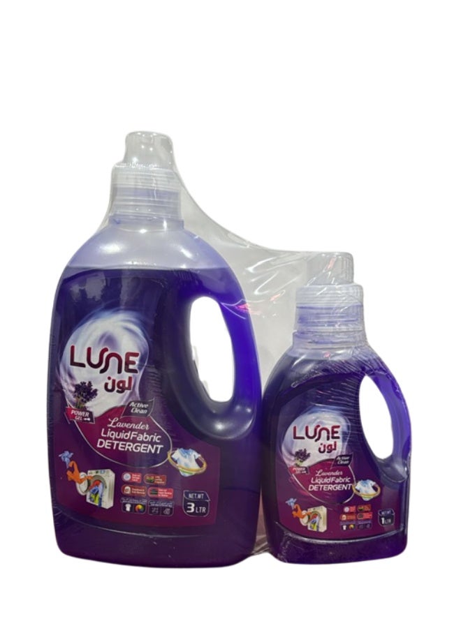 Lune. LUNE Lavender Liquid Fabric Detergent Value Pack 4L (3L + 1L) | Power Gel Laundry Detergent - Image 2
