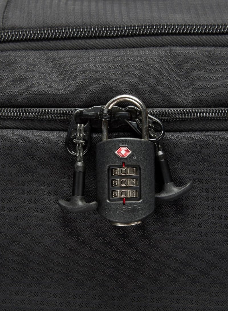 باك سيف قفل Pacsafe Prosafe 1000 TSA المركب - أسود أَمِّن أمتعتك بقفل Travel Sentry® المعتمد | قفل مركب ثلاثي الأقراص قابل لإعادة الضبط | هيكل متين من سبائك الزنك والفولاذ المقاوم للصدأ  - Image 2