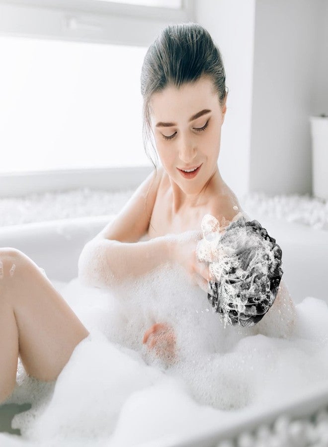 Fu Store Bath Sponges 4 Pack Shower Loofahs 70g Mesh Balls Sponge 4 Colors for Body Wash Bathroom Men Women - Scrubber Cleaning Loofah Bathing Accessories White Khaki Black Pink - Image 3