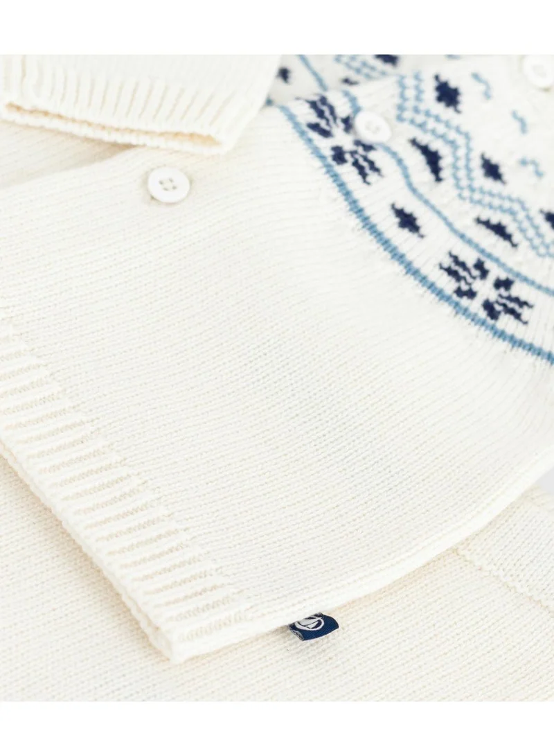 Petit Bateau Babies' 2-piece knitted outfit with a jacquard knit cardigan