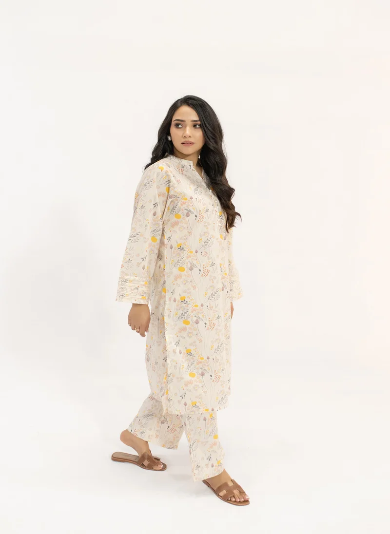 Hassal Yellow Pearl Floral Suit
