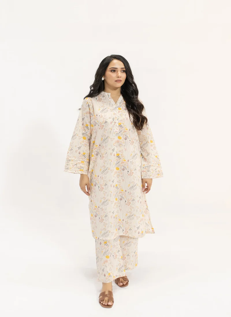 Hassal Yellow Pearl Floral Suit