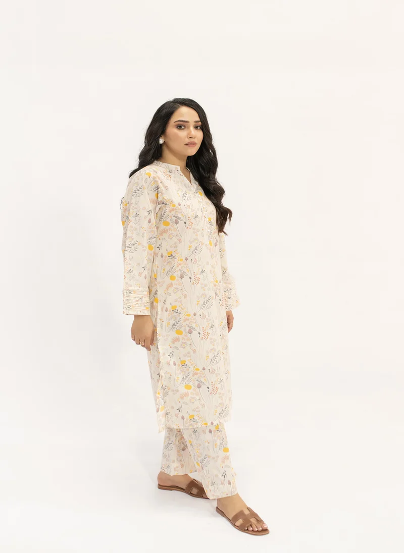 Hassal Yellow Pearl Floral Suit
