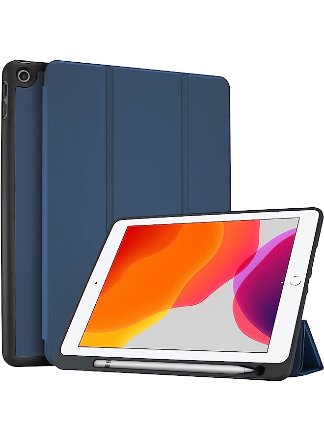 Procases Ipad 10.2 9Th Gen 2021 / 10.2 8Th Gen 2020 / 7Th Generation 2019 With Pencil Holder, Flexible Soft Tpu Back Cover Ultra Slim Lightweight Stand Protective Case For Apple Ipad 9/8/7 -Navy - Image 1