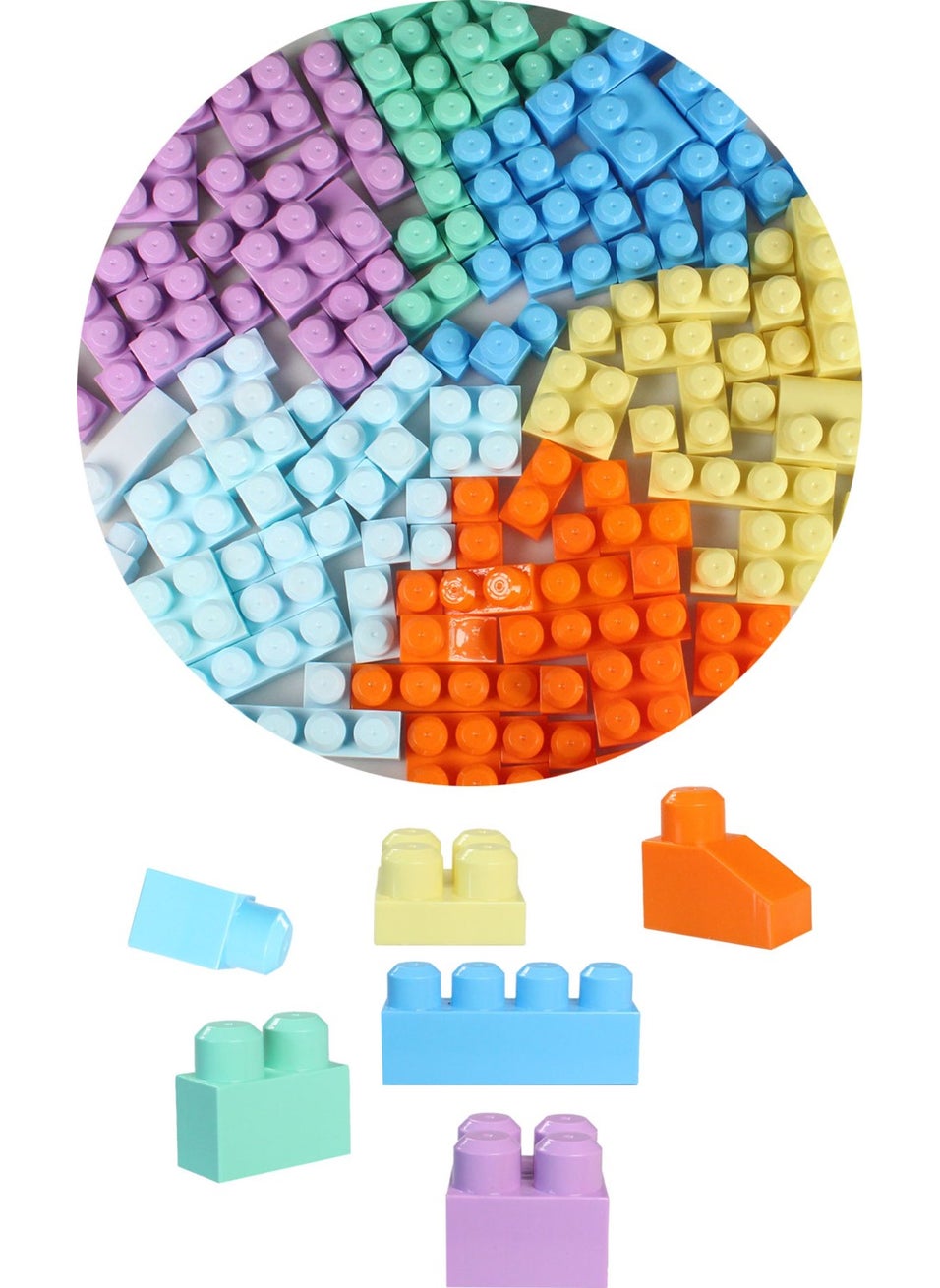 Play Blox 2977 Pastel Colors Mega Block Set 107 Pieces with Blue Bag  - Image 3