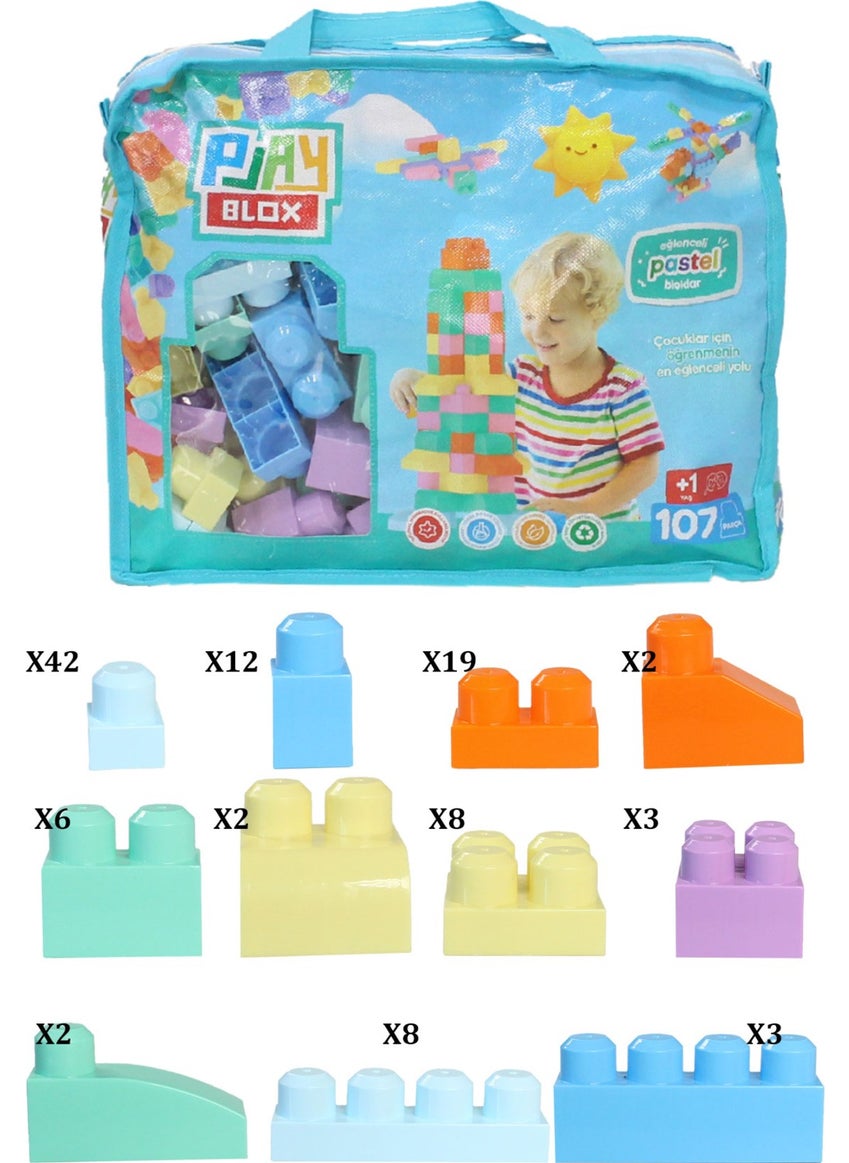 Play Blox 2977 Pastel Colors Mega Block Set 107 Pieces with Blue Bag  - Image 4