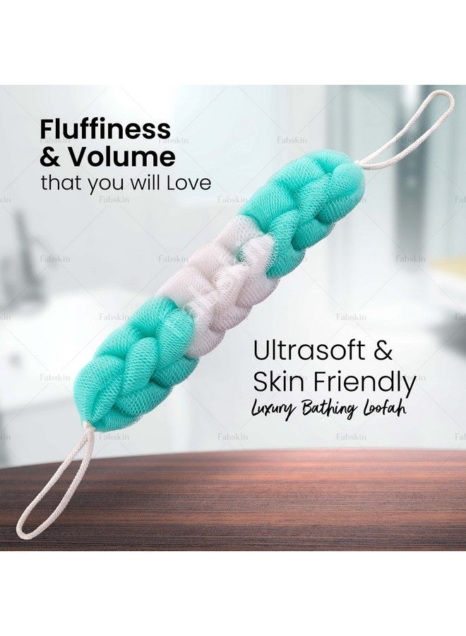 Fabskin Fabskin Luxury Back Scrubber Loofah Belt for Bathing For Men and Women - Strechable 9 Knots Bath Sponge (AQUA GREEN) - Image 2