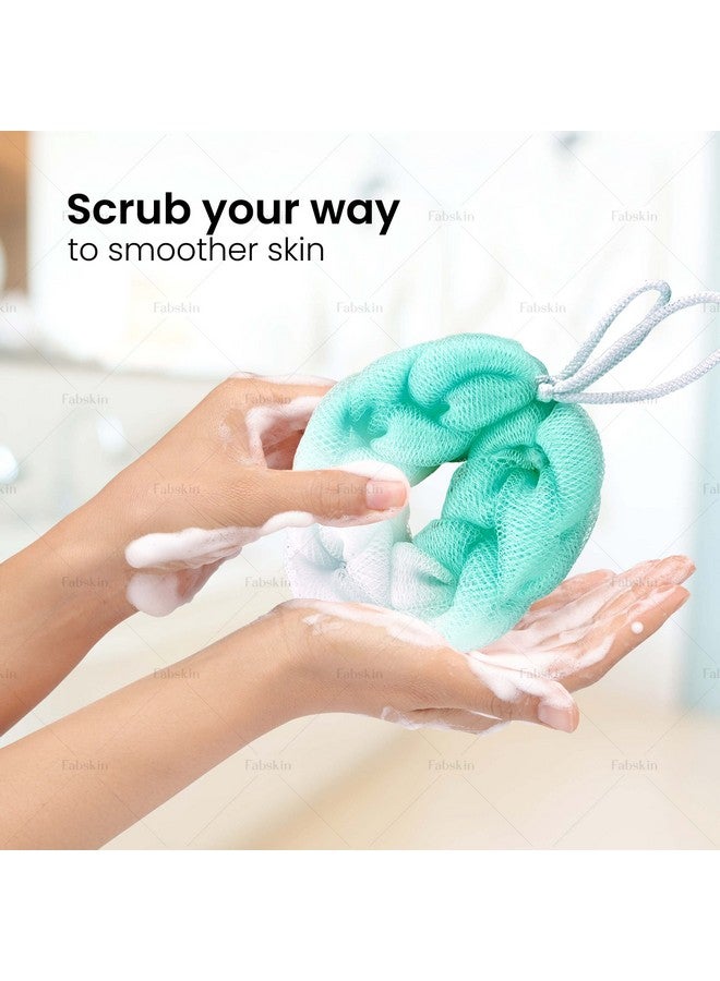 Fabskin Fabskin Luxury Back Scrubber Loofah Belt for Bathing For Men and Women - Strechable 9 Knots Bath Sponge (AQUA GREEN) - Image 3