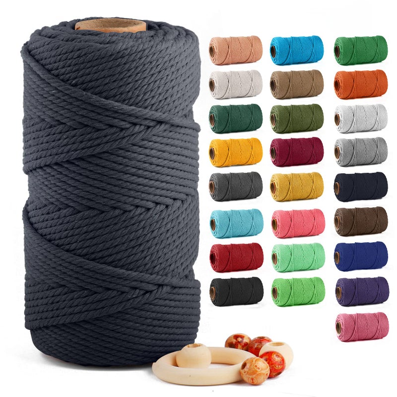 Macrame Cotton Cord 5mm x 109 Yards ZUEXT 100 Natural Handmade Colorful 4 Strands Twisted Braided Cotton Rope for Wall Hanging Plant Hangers Gift Wrapping Tapestry DIY Crafts100m Navy