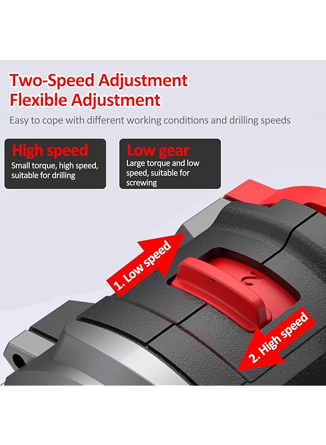 erorex Rechargeable Drill Set 21V Electric Power Drill With Battery Torque 55N.M 20+1 Torque Setting 2 Variable Speed Drill Driver Bits Kit With Led Electric Drill Set - Image 4