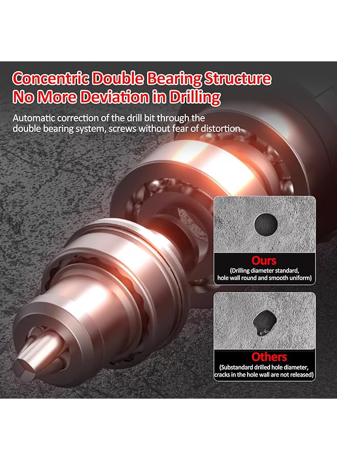 erorex Rechargeable Drill Set 21V Electric Power Drill With Battery Torque 55N.M 20+1 Torque Setting 2 Variable Speed Drill Driver Bits Kit With Led Electric Drill Set - Image 2