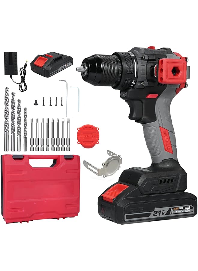 erorex Rechargeable Drill Set 21V Electric Power Drill With Battery Torque 55N.M 20+1 Torque Setting 2 Variable Speed Drill Driver Bits Kit With Led Electric Drill Set - Image 1