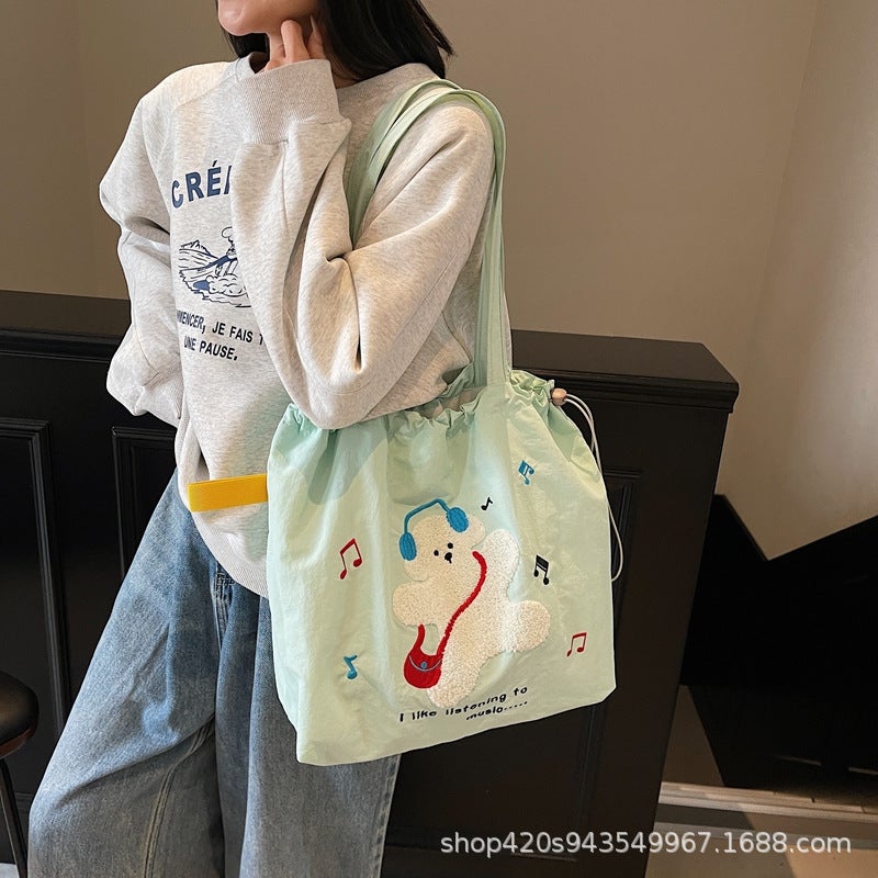 Korean Style Ins Style Lazy Red Tote Bag 2025 Spring Large Capacity Shoulder Bag Seaside Vacation Canvas Bag For Women - Image 1