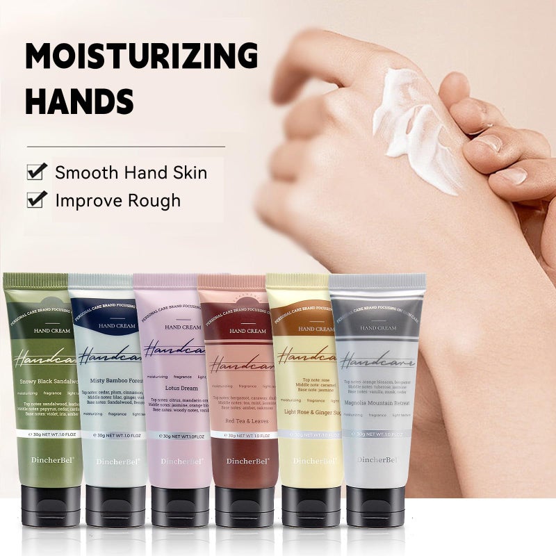 DincherBel Hand Cream Gift Set - Travel Size Scented Hand Lotion Set for Dry Skin, Ideal Holiday Gift for Women/Men/Birthday, 6 x 1.0 oz/30 ml - Image 3
