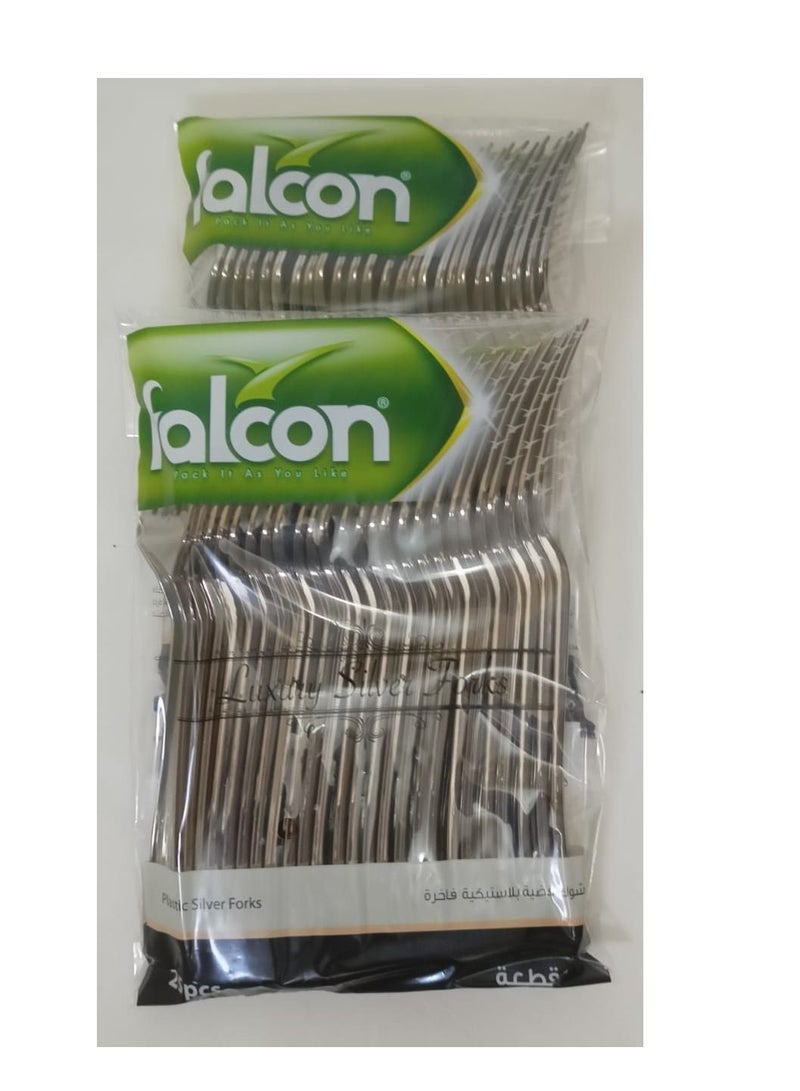 Falconpack Falcon  Pack Of 2 X 25 Pcs Luxury Silver Forks 50 Pcs - Image 2