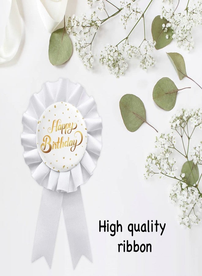 WIDEIDEAL White Happy Birthday Tinplate Badge Pin, Boys and Girls Birthday Award Ribbon Children Adults Party Decorations Sign - Image 3