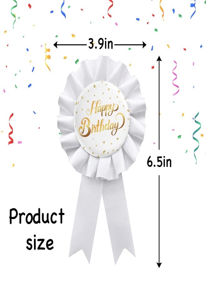 WIDEIDEAL White Happy Birthday Tinplate Badge Pin, Boys and Girls Birthday Award Ribbon Children Adults Party Decorations Sign - Image 2