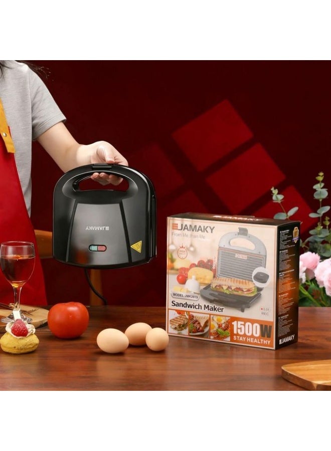 JAMAKY Sandwich Maker 1500W Model JMK2006 Black - Image 3