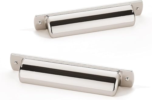 khtumeware 10 Pack 5 Drawer Pulls Polished Nickel Cabinet Cup Pulls Kitchen Hardware Cabinet Handles Drawer Handles Knobs 5 inch Hole Center - Image 1