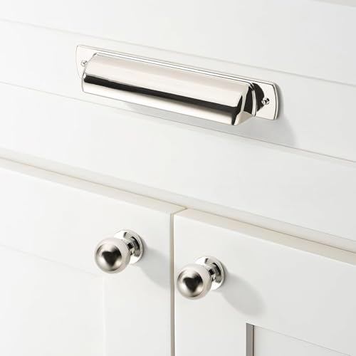 khtumeware 10 Pack 5 Drawer Pulls Polished Nickel Cabinet Cup Pulls Kitchen Hardware Cabinet Handles Drawer Handles Knobs 5 inch Hole Center - Image 3