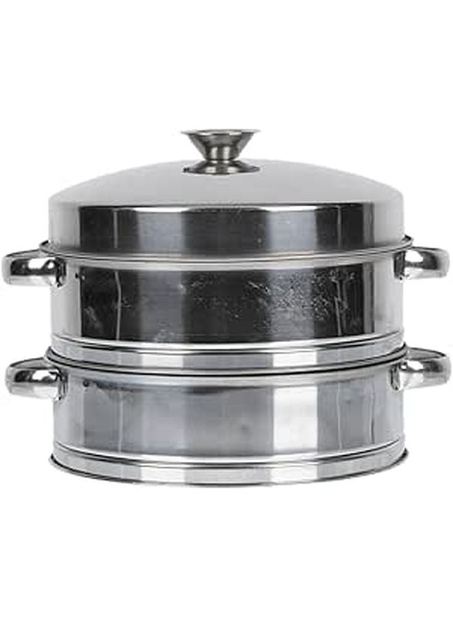Stainless Steel 2 Tier Steamer Basket With Lid For Dumplings Buns Dim Sum - Image 1