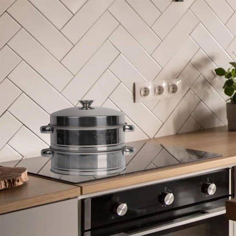 Stainless Steel 2 Tier Steamer Basket With Lid For Dumplings Buns Dim Sum - Image 5