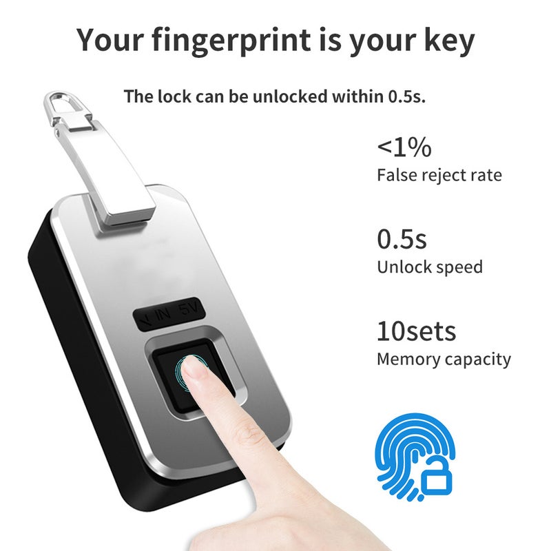 Portable Mini Smart Fingerprint Lock Smart Padlock for Suitcase Backpack Handbags - Image 2