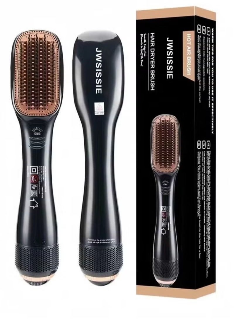 JWSISSIE 1200 Watt Hair Dryer Brush Ceramic Dryer And Styler 2 In 1 Professional Black/Beige - Image 2