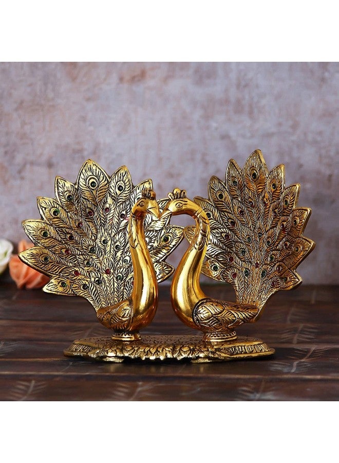 CHHARIYA CRAFTS Metal Pair of Kissing Peacock Love Birds for Home and Office Decor Metal Gift Item Decorative Showpieces - Image 1