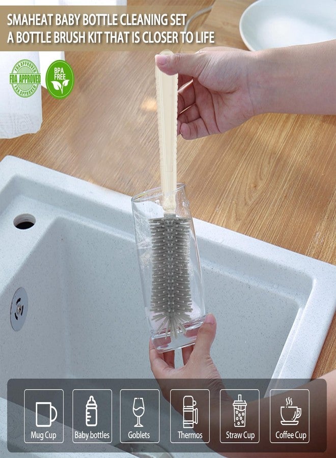 Onomie 6 in 1 Baby Bottle Cleaner Set with Drying Rack,Silicone Baby Bottle,Straw Brush,Nipple Brush,Soap Dispenser and Storage Box, Portable Essentials for Home&Travel (Brown) - Image 4