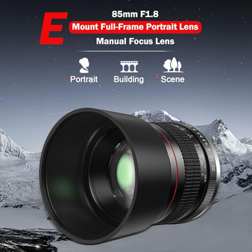 BENOISON 85mm f1.8 Portrait Lens - E Mount Lens for Sony, Manual Focus(MF) Lens for Sony A7C A7R A7S A7 A9 A6700 A6600 A6500 A6400 A6300 A6100 A6000 A5100 A5000 NEX-7 NEX-6 NEX-5 ZV-E10 etc - Image 3