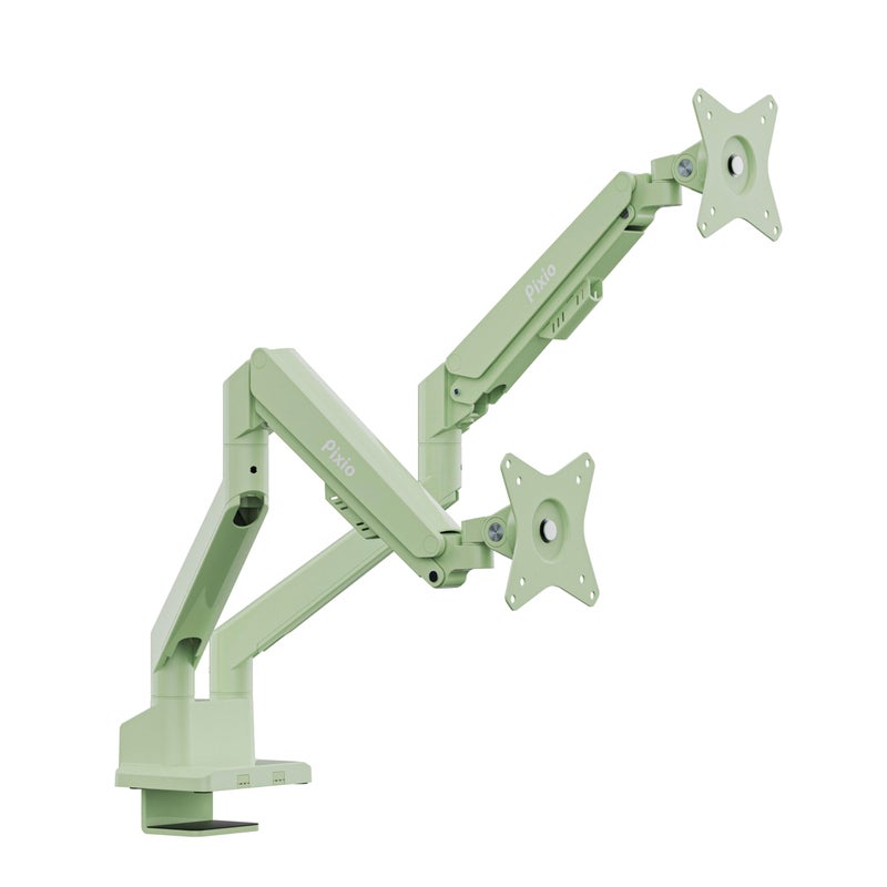 Pixio PS1D Wave Mint Green Dual Monitor Arm Stand Desk Mount - Fits up to 32 inches Monitors and up to 19.8lbs. VESA Compatibility and Integrated Cable Management - Image 1