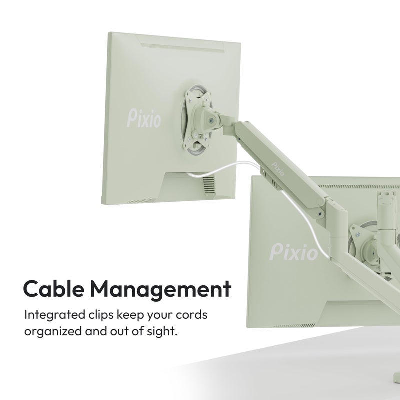 Pixio PS1D Wave Mint Green Dual Monitor Arm Stand Desk Mount - Fits up to 32 inches Monitors and up to 19.8lbs. VESA Compatibility and Integrated Cable Management - Image 5