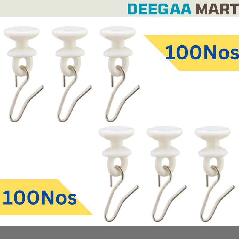DEEGAA MART DEEGAA MART Curtain Runner for C Channel Track with Metal Hook Curtain Glider Hook Curtain Track Runner Curtain Slider 100 nos  - Image 3
