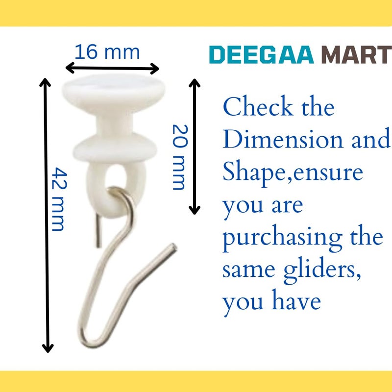 DEEGAA MART DEEGAA MART Curtain Runner for C Channel Track with Metal Hook Curtain Glider Hook Curtain Track Runner Curtain Slider 100 nos  - Image 4