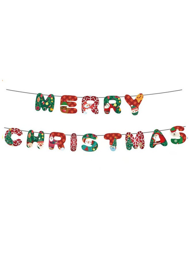 YIXIN Christmas Decorations Christmas Pull Flag Hanging Ornaments Holiday Banner Party Decoration Paper Cartoon Christmas Hanging Flag Pull Flower - Image 1